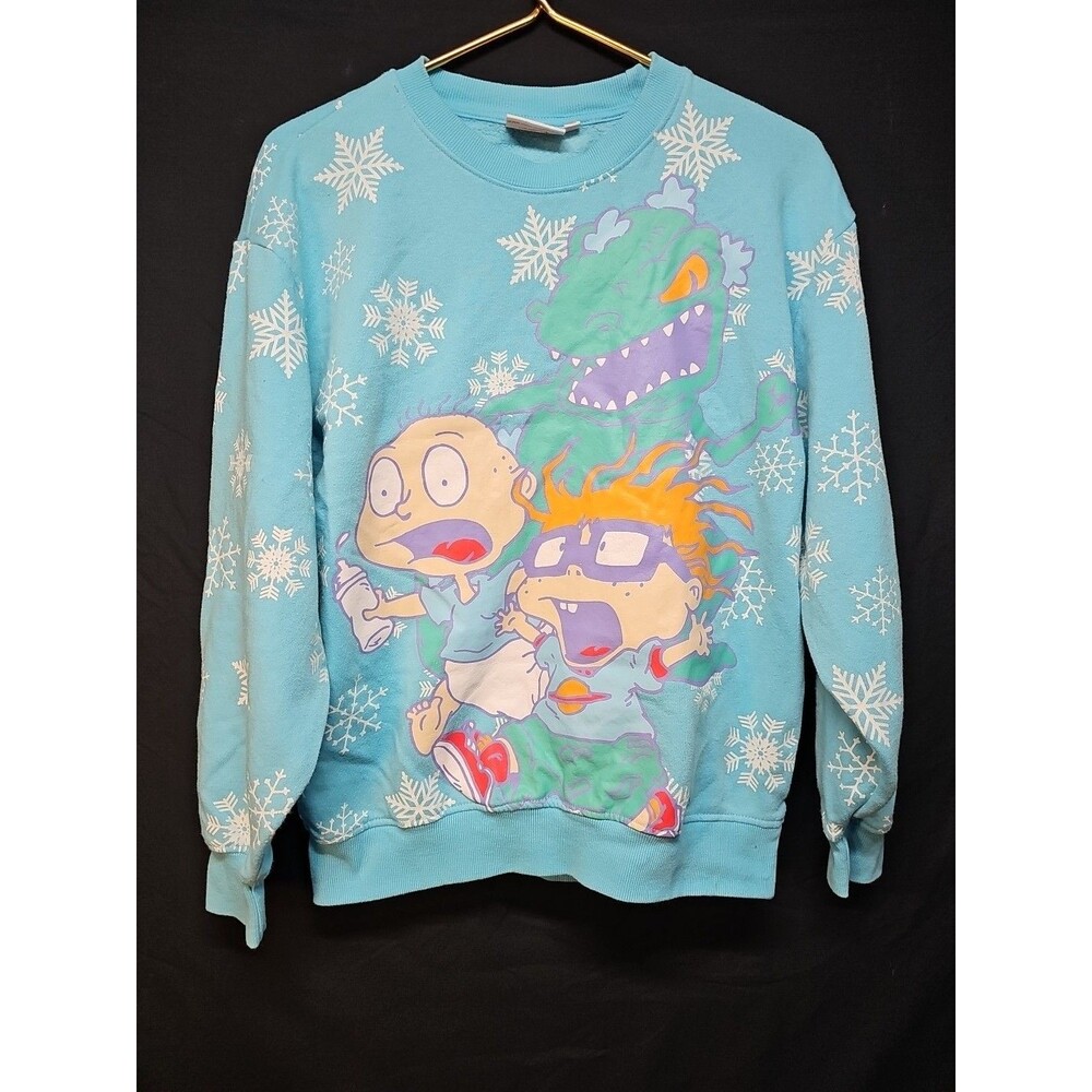 Nickelodeon Winter Rug Rats Light Blue Snow Flake Sweater Size Medium